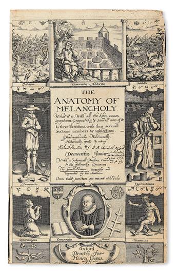 BURTON, ROBERT.  The Anatomy of Melancholy . . . Fourth Edition.  1632